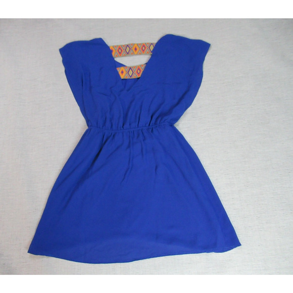 Blue Rose Dress Womens Size Small Blue Aztec Southwestern Sleeveless Blouson - Picture 7 of 13